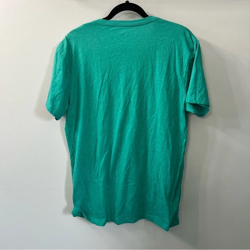 J. Crew Teal Green Slim Fit Short Sleeve V Neck Cotton Blend Tee Shirt Large